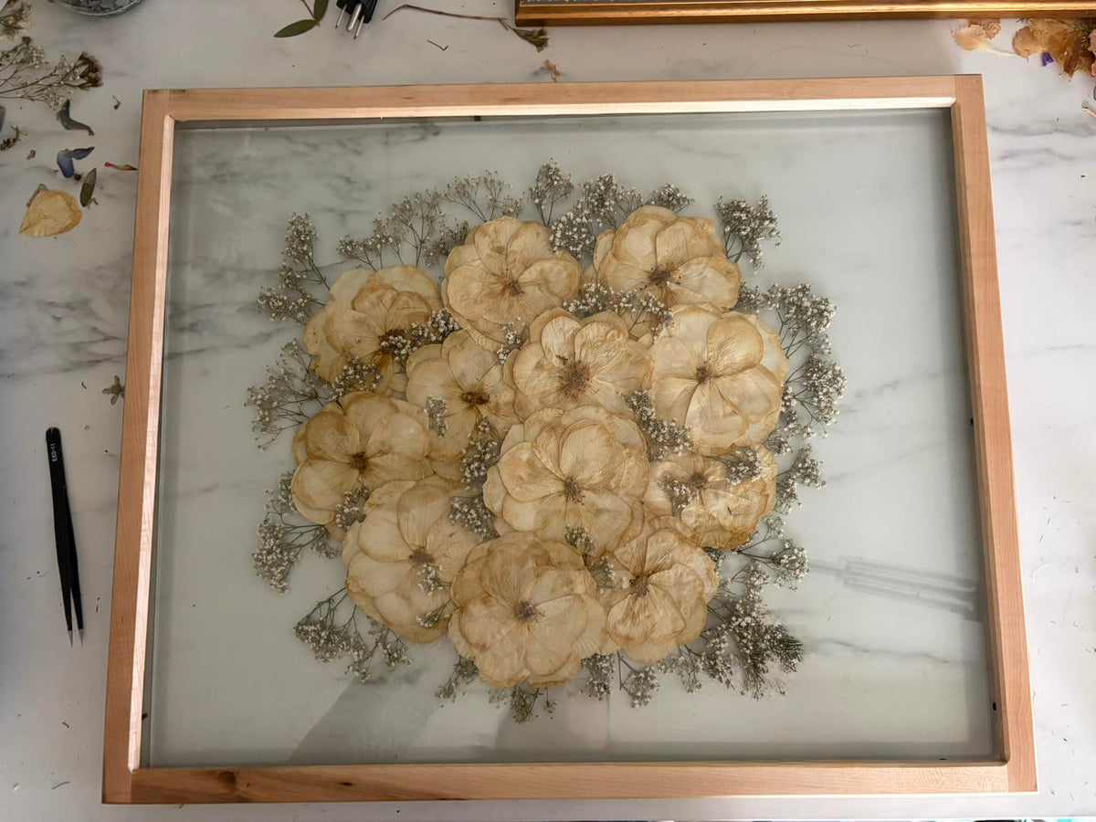 Detail of a pressed flower frame